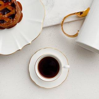 Amelie Brushed Gold Lifestyle Photo Espresso Cup and Saucer Cut