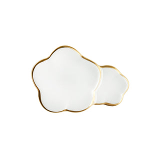 Blooming Brushed Gold Rim Flatware Rest White Background Photo