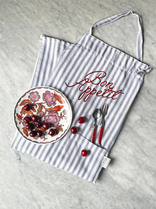 Bib Apron Blue Stripe Lifestyle Shot