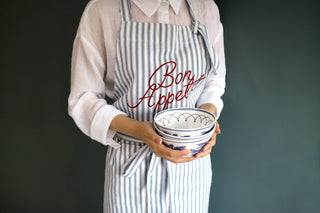 Bib Apron Blue Stripe Lifestyle Shot