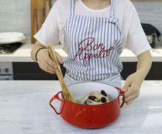 Bib Apron Blue Stripe Lifestyle Photo