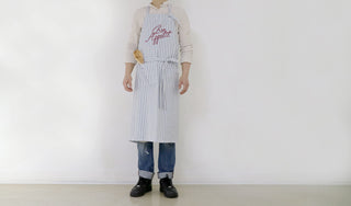 Bib Apron Blue Stripe Lifestyle Shot Front