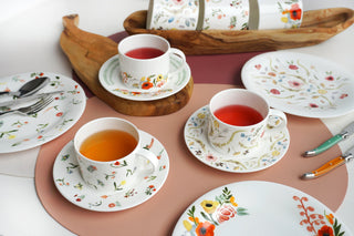 Deco Oval Placemats Blush Pink & Burgundy Lifestyle Photo