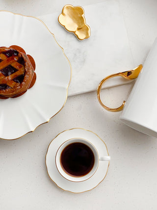 Amelie Brushed Gold Lifestyle Photo Espresso Cup and Saucer Cut