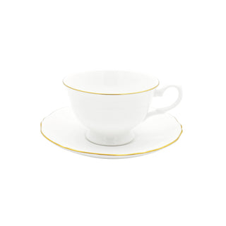 Amelie Brushed Gold Cup and Saucer White Background Photo