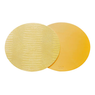 Dovi Set of 2 Oval Placemats Cream Yellow White Background Photo