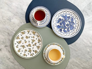 Deco Oval Placemats Dark Blue & Mint Lifestyle Photo