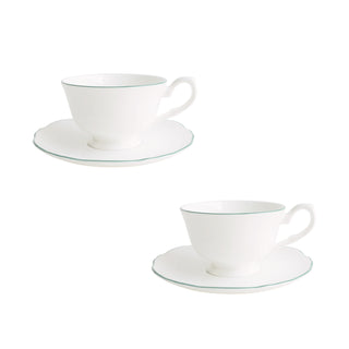 Amelie Forest Green Set of 2 Espresso Cups & Saucers White Background Photo