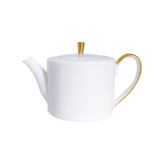 Golden Edge Teapot White Background Photo