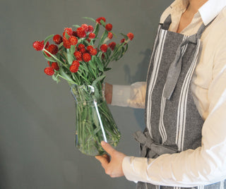 Bib Apron Gray Stripe Lifestyle Photo