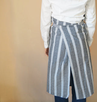 Bib Apron Gray Stripe Lifestyle Shot Back