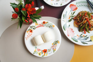 Deco Placemat Light Beige, Yellow, Burgundy & Language of Flower Collection Lifestyle Photo