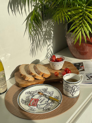 Bonjour Mon Amour Collection & Blue Bird Nut Bowl & Dovi Placemats Light Brown Lifestyle Photo