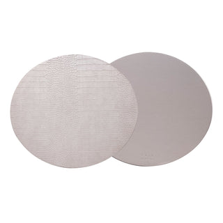 Dovi Set of 2 Oval Placemats Light Gray White Background Photo