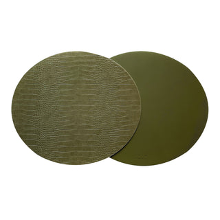 Dovi Set of 2 Oval Placemats Olive White Background Photo