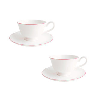 Amelie Roseate Set of 2 Espresso Cups and Saucers White Background Photo