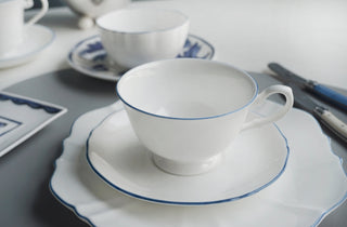 Amelie Royal Blue Lifestyle Photo Cup and Saucer Focus