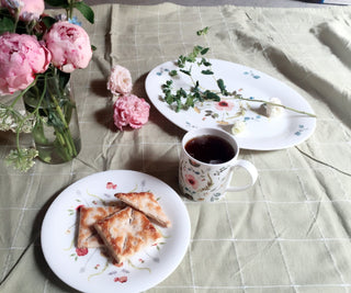 Scandinavian Floral Oval Platter & Salad Plate Lifestyle Photo