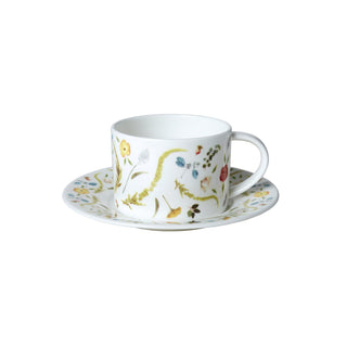 Scandinavian Floral Cup and Saucer White Background Photo