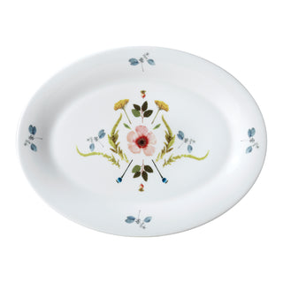 Scandinavian Floral 14 in. Oval Platter White Background Photo