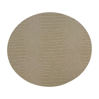 Dovi Oval Placemat Warm Gray White Background Photo