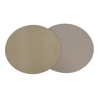 Dovi Set of 2 Oval Placemats Warm Gray White Background Photo