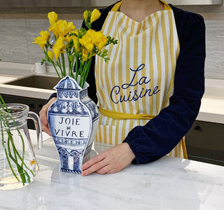 Bib Apron Yellow Stripe Lifestyle Photo
