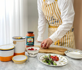 Bib Apron Yellow Stripe Lifestyle Photo