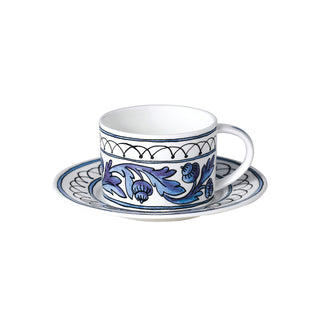 Heritage Blue Bird Cup and Saucer White Background Photo