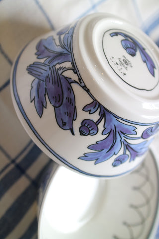 Heritage Blue Bird Cereal and Soup Bowl Close Up Photo