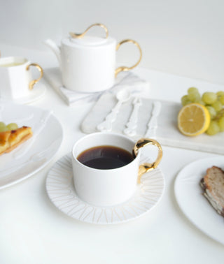 Cutlery Lifestyle Photo Cup and Saucer w/ Fork Handle Focus