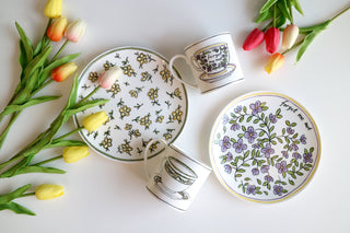Heritage Daisy Chain & Forget Me Not Mug & Salad Plate Lifestyle Photo