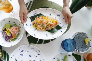 Terrazzo Azzurro Lifestyle Photo Oval Platter Focus