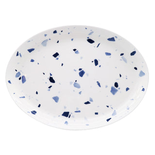 Terrazzo Azzurro 14 in. Oval Platter White Background Photo