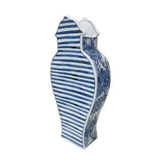 Well Versed Blue Medium Vase Back White Background Photo