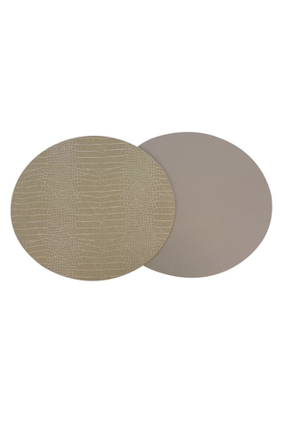 Dovi - Set of 2, Oval Placemats - Warm Gray