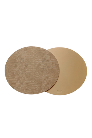 Dovi - Set of 2, Oval Placemats - Light Brown