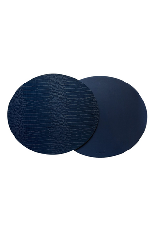 Dovi - Set of 2, Oval Placemats - Dark Blue