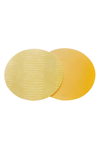Dovi - Set of 2, Oval Placemats - Cream Yellow