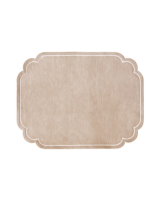 Pink Beige decorative placemat with scalloped edge on a white background