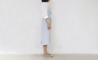 Bib Apron Blue Stripe Lifestyle Shot Profile