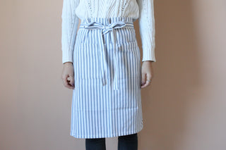 Bistro Apron Blue Stripe Lifestyle Shot Front