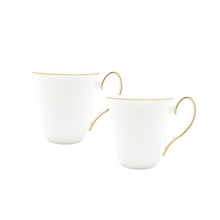 Amelie Brushed Gold Set of 2 Mugs White Background Photo