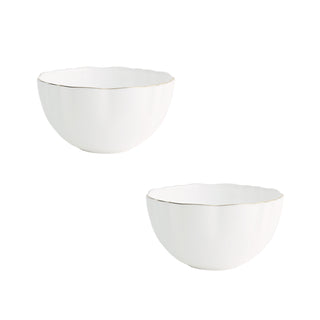 Amelie Brushed Gold Set of 2 Fruit Nut and Rice Bowls White Background Photo