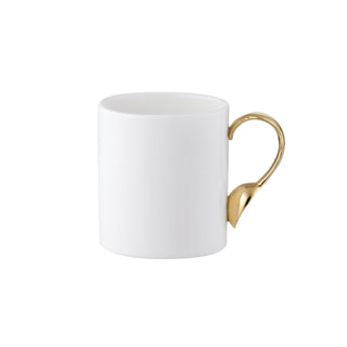 Cutlery Oval Mug with Gold Handle White Background Photo
