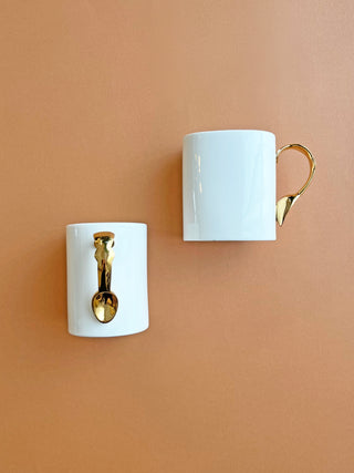 Cutlery Oval Mug w/ Gold Handle Studio Photo