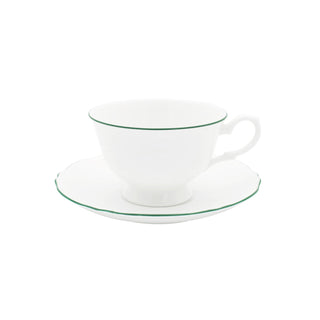 Amelie Forest Green Cup and Saucer White Background Photo