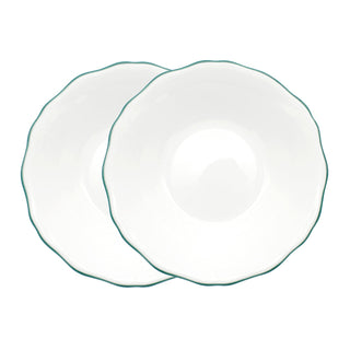 Amelie Forest Green Set of 2 Soup and Pasta Bowls White Background Photo