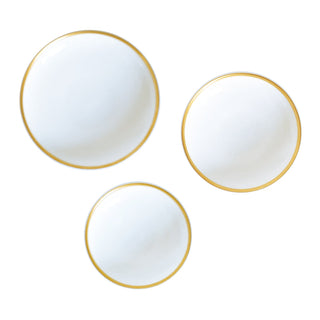 Golden Edge Assorted Set of 3, Canape Dishes S M & L White Background Photo