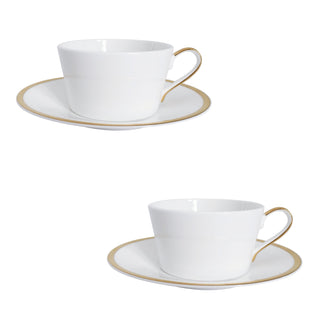 Golden Edge Set of 2 Cups and Saucers White Background Photo